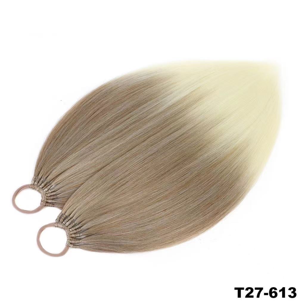High temperature silk 24inch long rubber band straight ponytail braid
