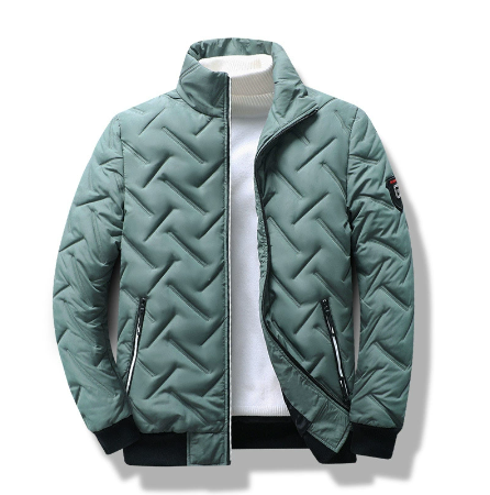 Light cotton-padded jacket with stand collar