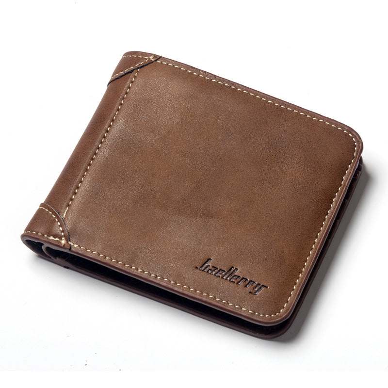 Men's short two fold loose-leaf wallet baellerry men's simple vertical large capacity wallet High sense