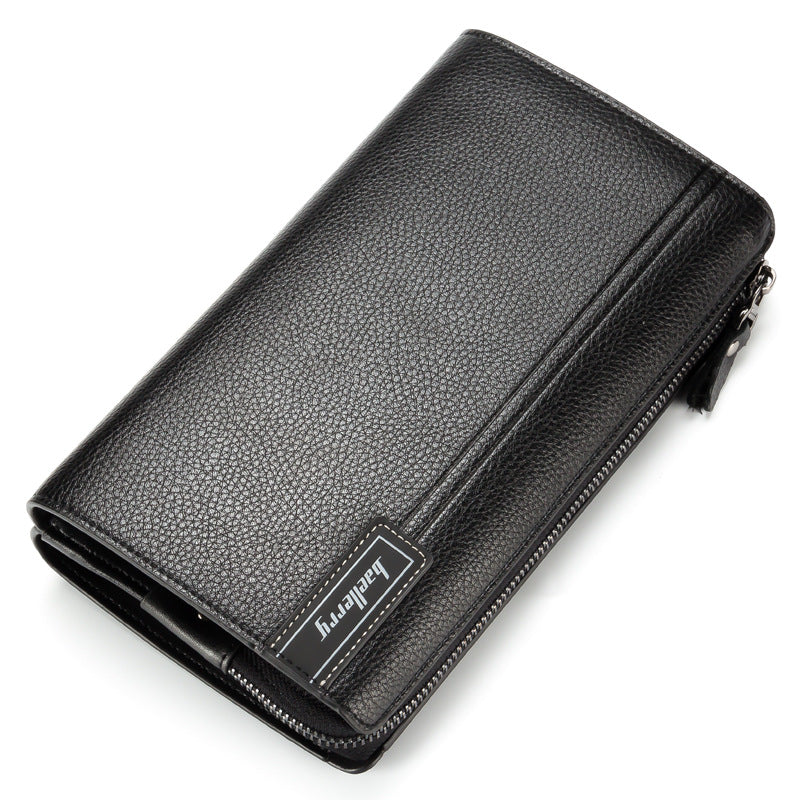 Men's wallet new Baellerry business casual large-capacity handbag litchi pattern zip clutch
