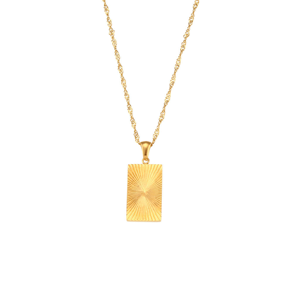 Striped Geometric Pendant Necklace