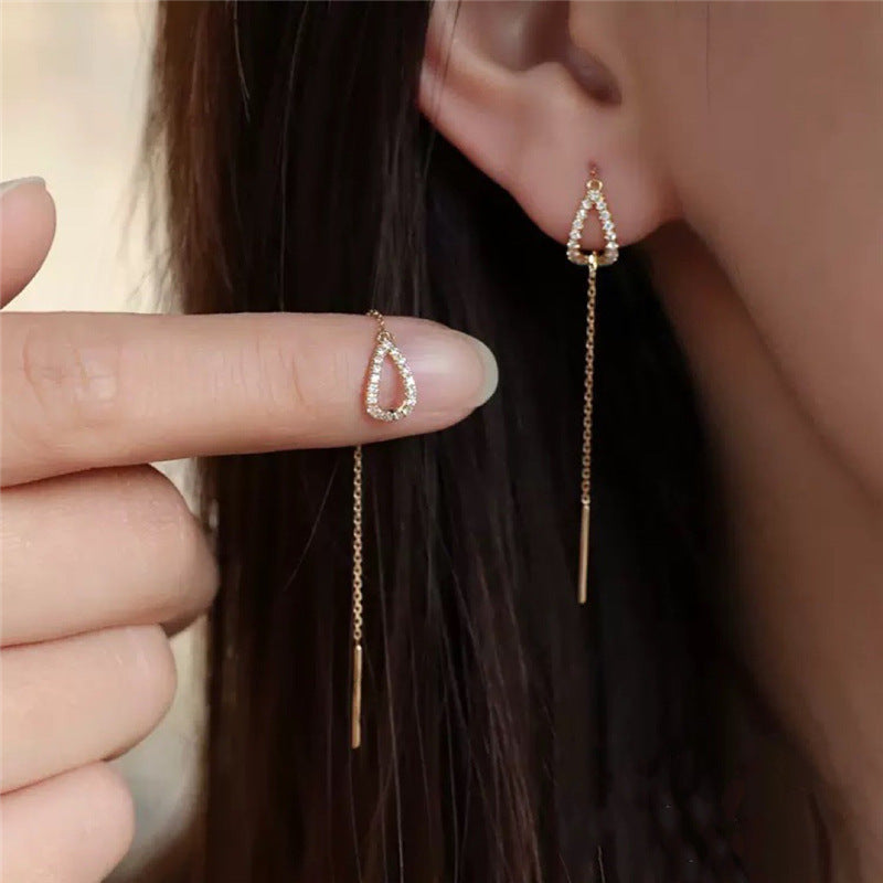 Fringed Long Ear Line Earrings