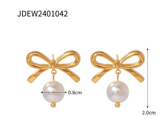Pearl Bow Earrings