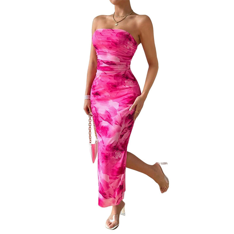 Strapless Split Long Dress