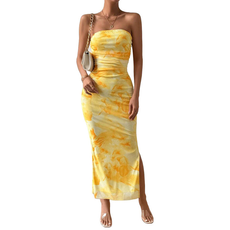 Strapless Split Long Dress