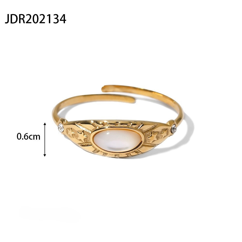 Vintage Stainless Steel Gem Ring