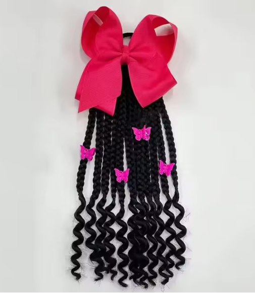 Children's Butterfly Braids Ponytail Wig