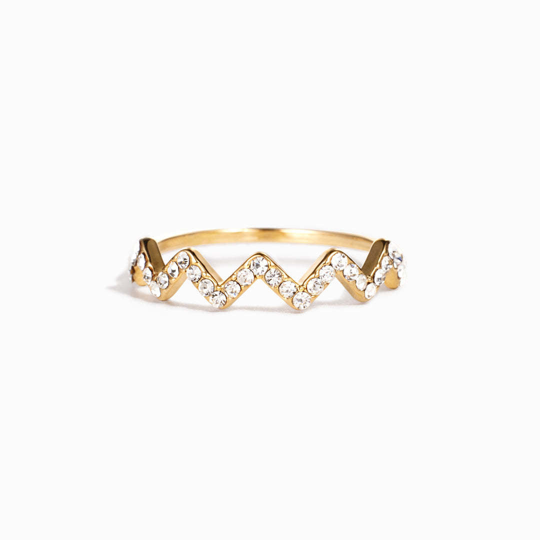 Gold ECG Wave V Ring
