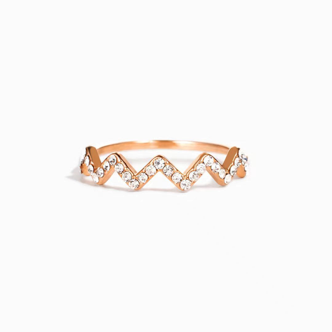 Gold ECG Wave V Ring