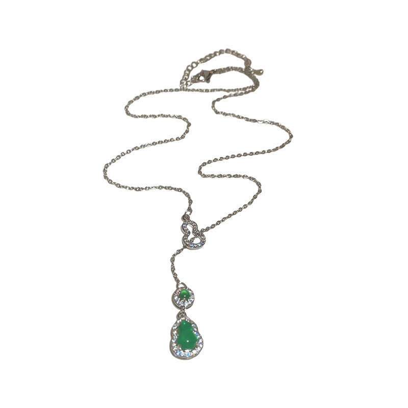 New Chinese Style Zircon Gourd Pendant Necklace