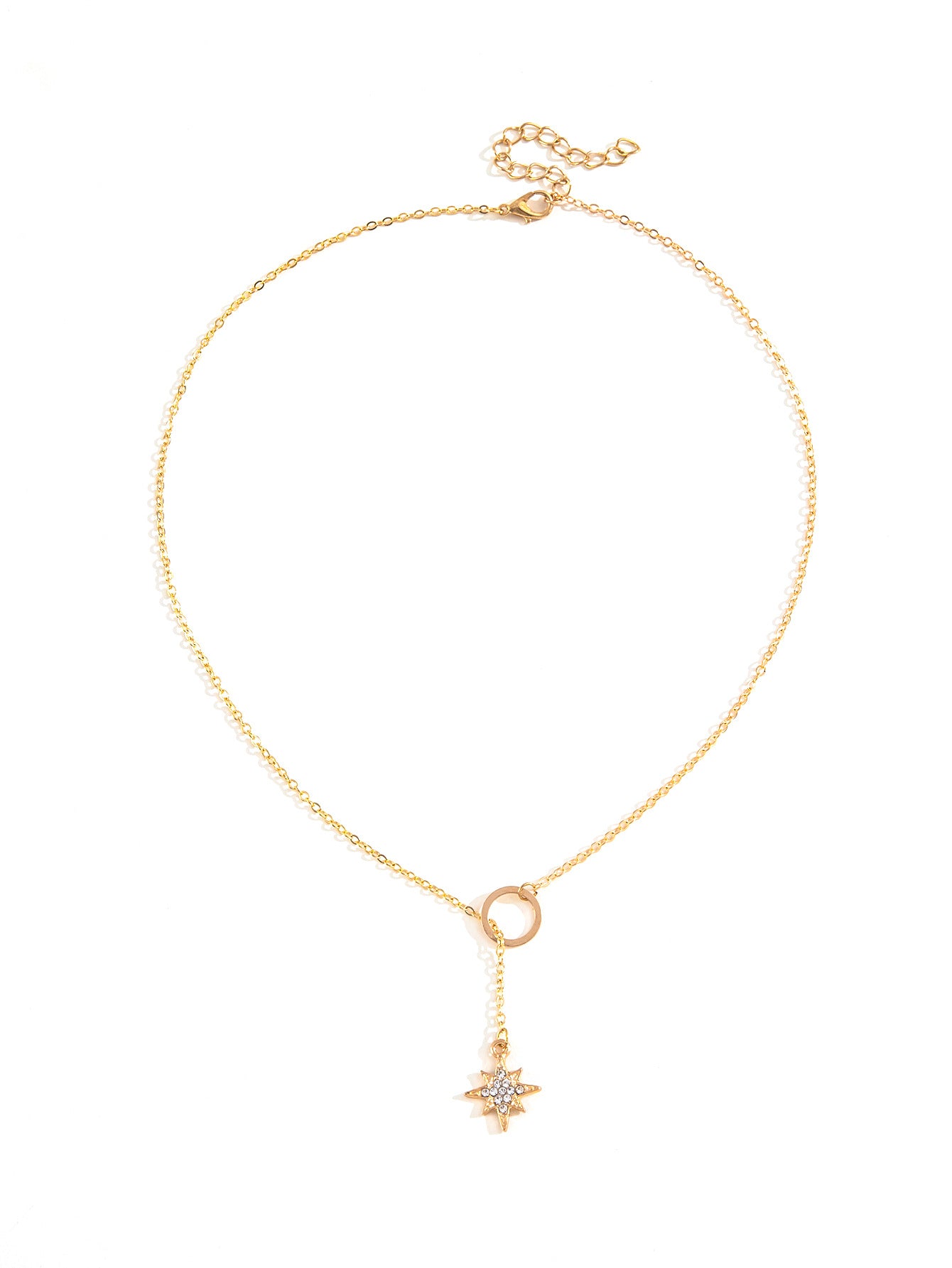 New Eight-point Star Pendant Metal Circle Necklace