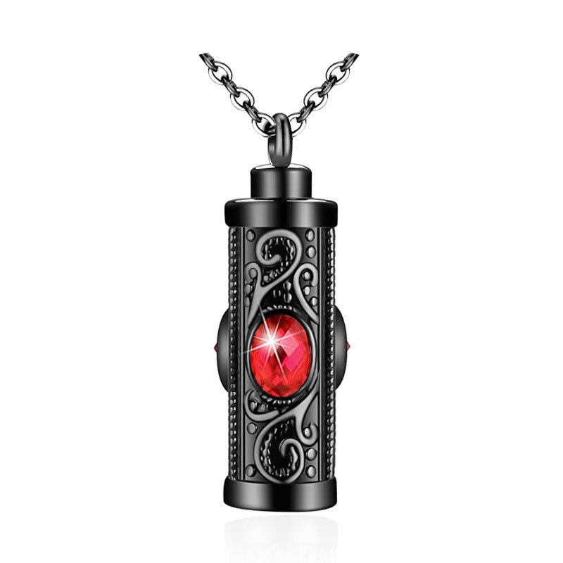 Stainless steel twelve-color urn necklace pendant human ashes memorial pendant fashion cylindrical design necklace