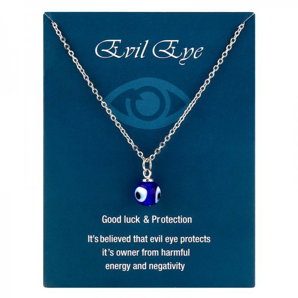 Europe and America cross border new Devil's Eye pendant card necklace all-match three-sided glass eyes pendant ornaments wholesale