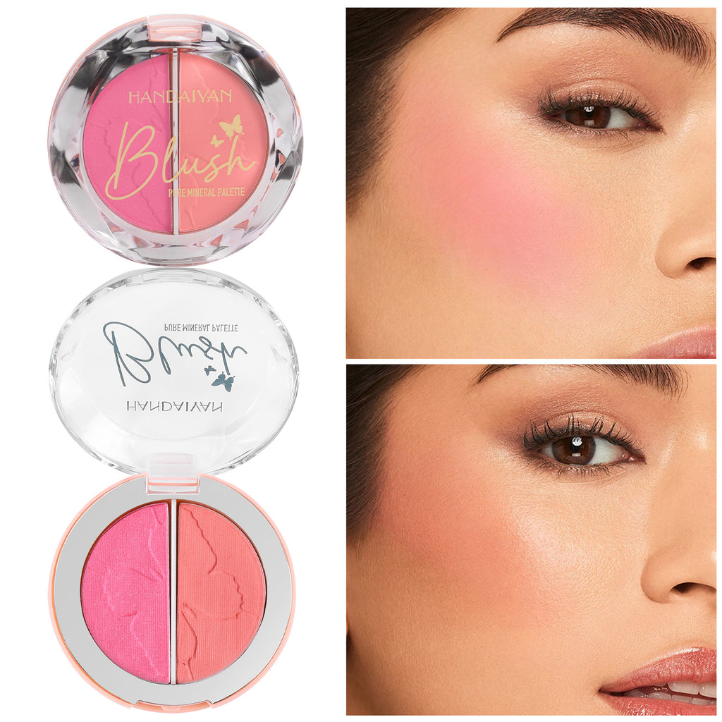 handaiyan cross-border two-color blusher plate highlight brightening repair multi-purpose plate shimmer matte blusher blush