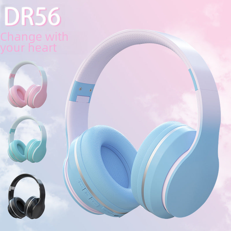 Cross-border new arrival wireless headset Bluetooth headset gradient color large battery ultra-long life battery noise reduction gaming headsets