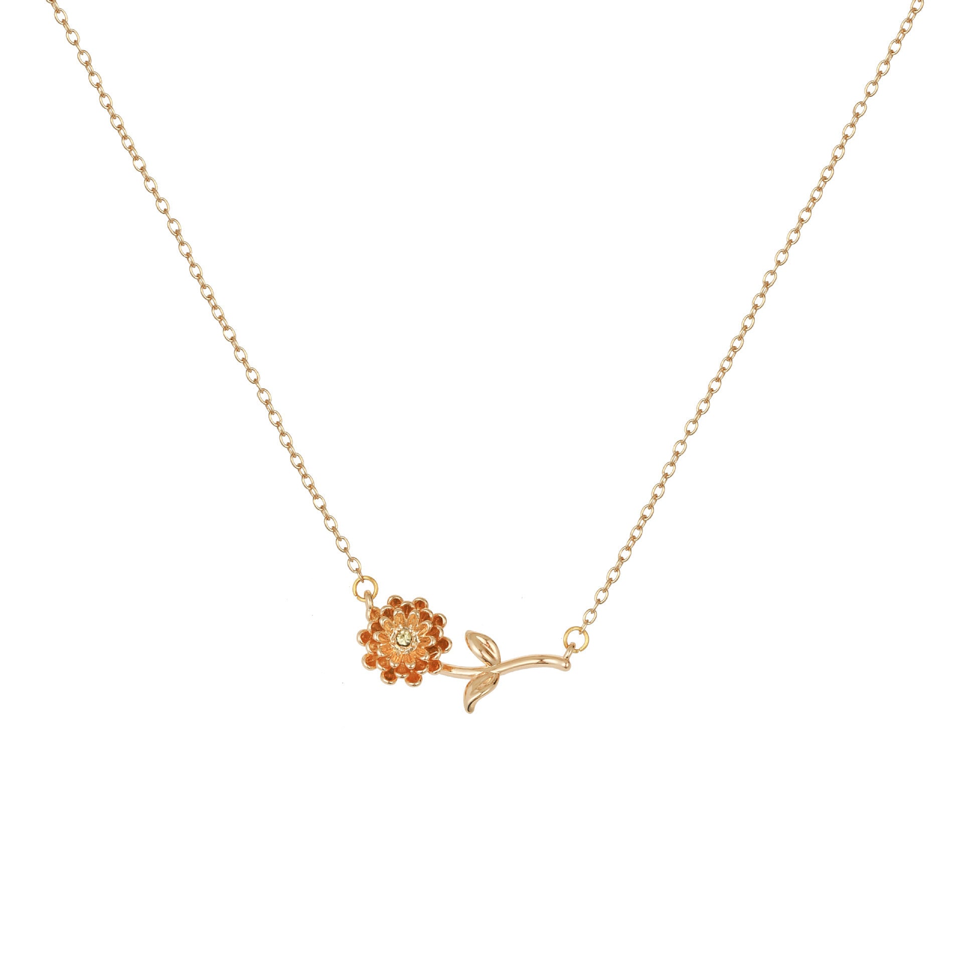 Cross-border hot selling December birthday flower pendant three-dimensional decoration flower pendant female necklace gold-plated sweater chain female wholesale