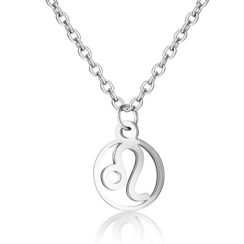 Stainless Steel Thin Chain Zodiac Pendant Necklace