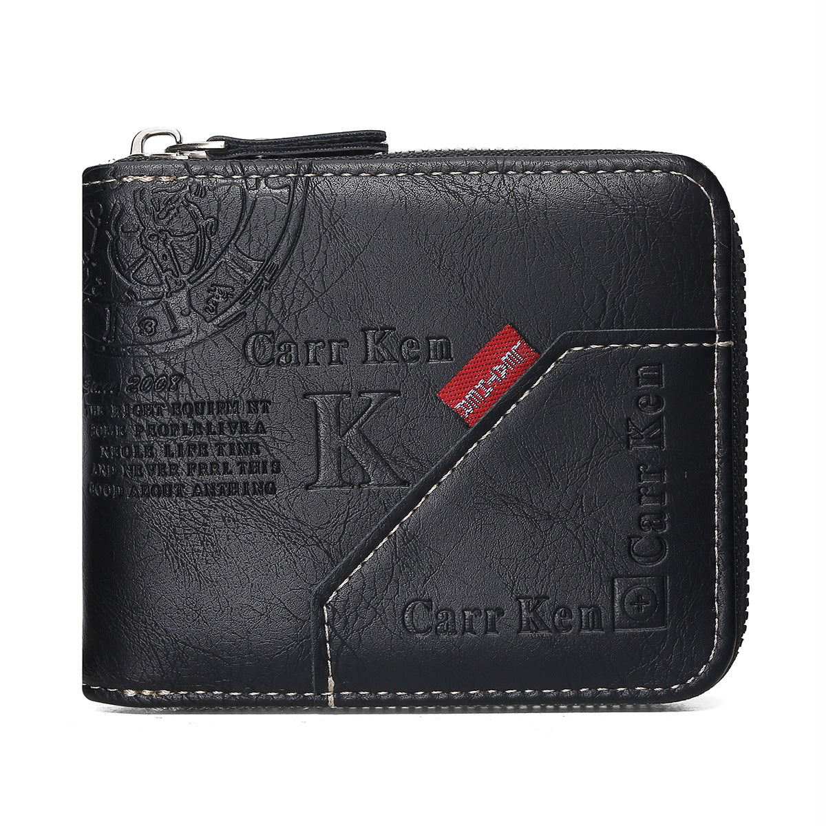 Cross-Border Men's wallet short European and American stitching zipper wallet multi-function hinge letter Coin Purse wallet