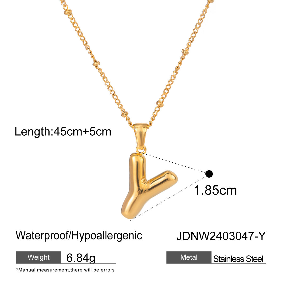 Wanxing Stainless Steel Letter Pendant Necklace