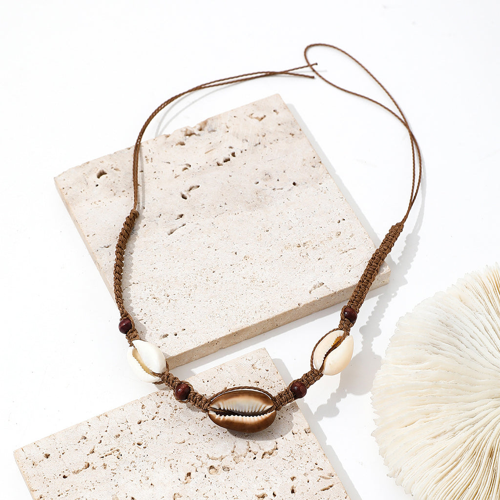 European and American Beach Style Shell Bead Pendant Single Layer Necklace