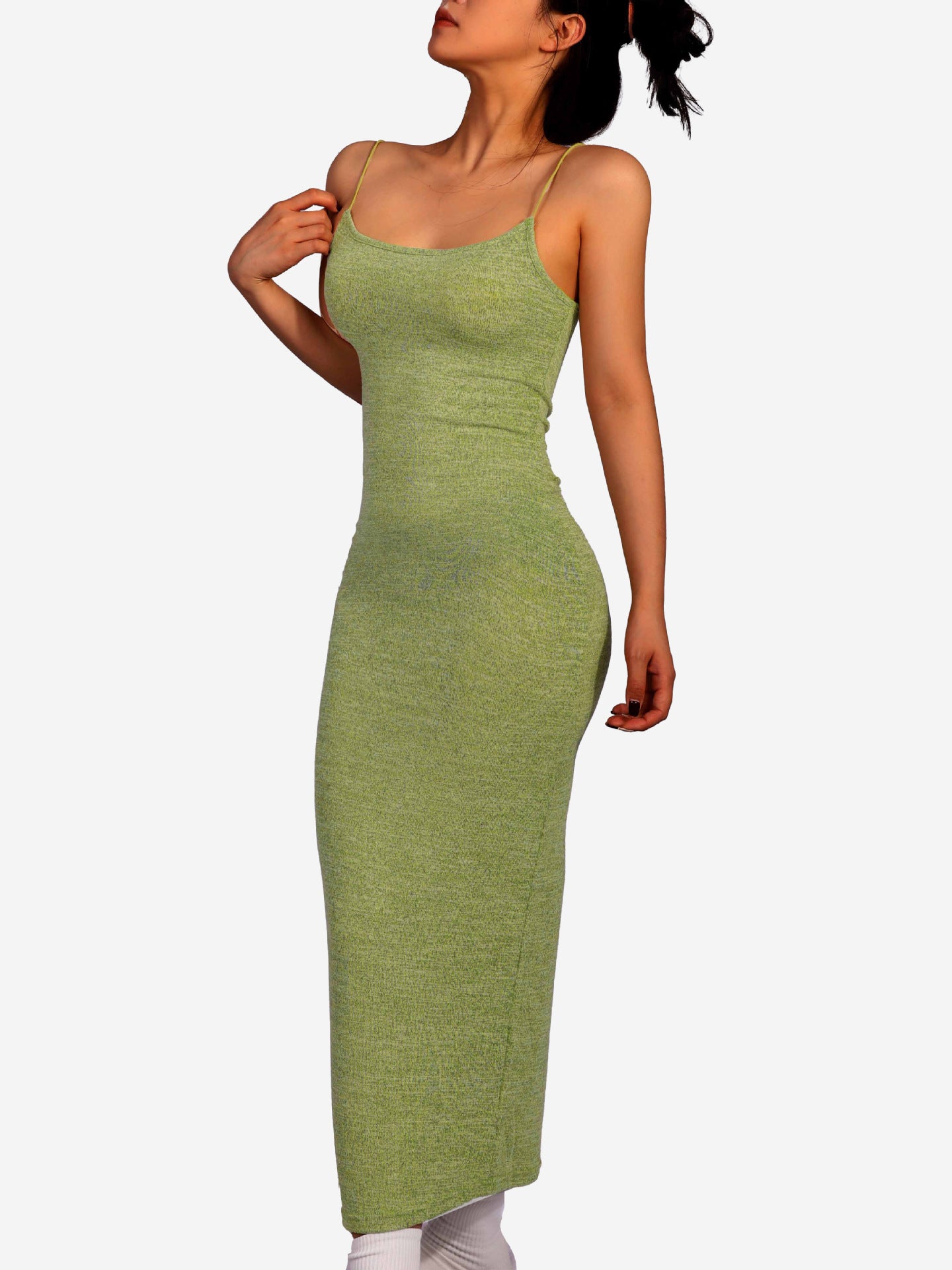 Summer new solid color women's slim fit dress round neck hip spaghetti straps European and American style hot girl sexy dress women