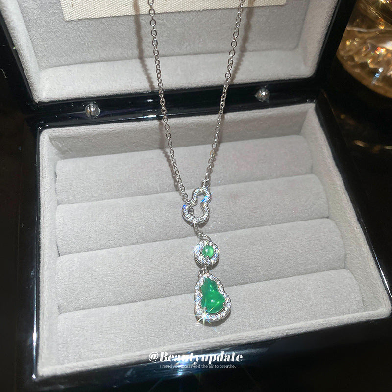 New Chinese Style Zircon Gourd Pendant Necklace