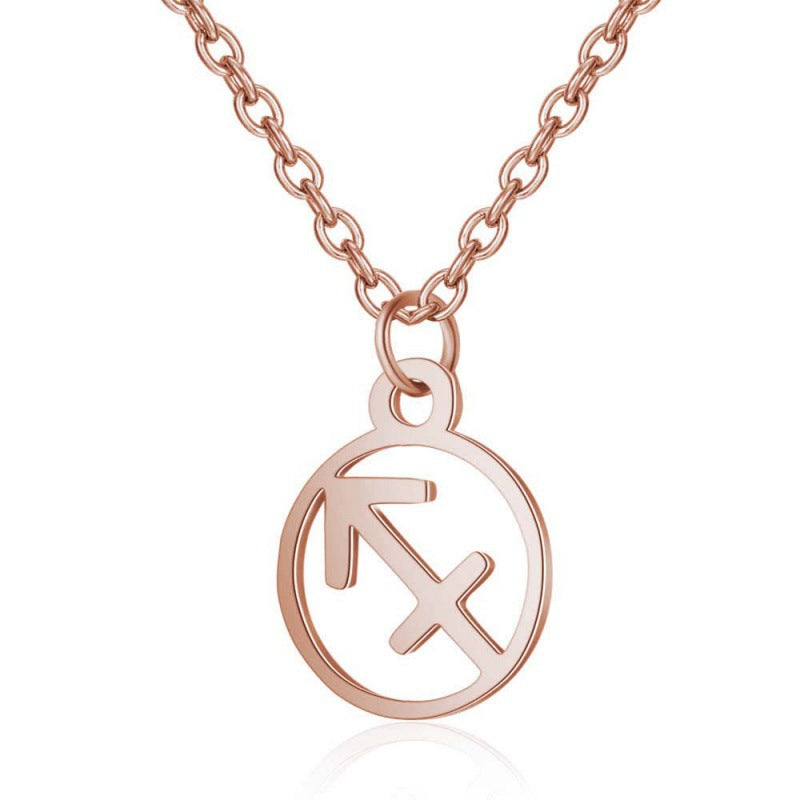 Stainless Steel Thin Chain Zodiac Pendant Necklace