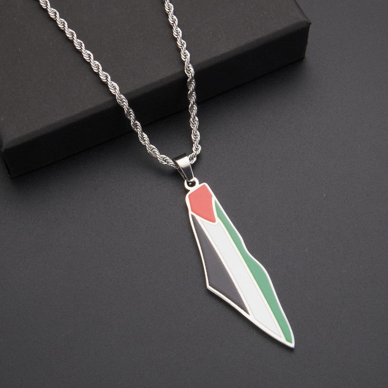 Amazon Oil Drop Retro Palestine Map Pendant Necklace
