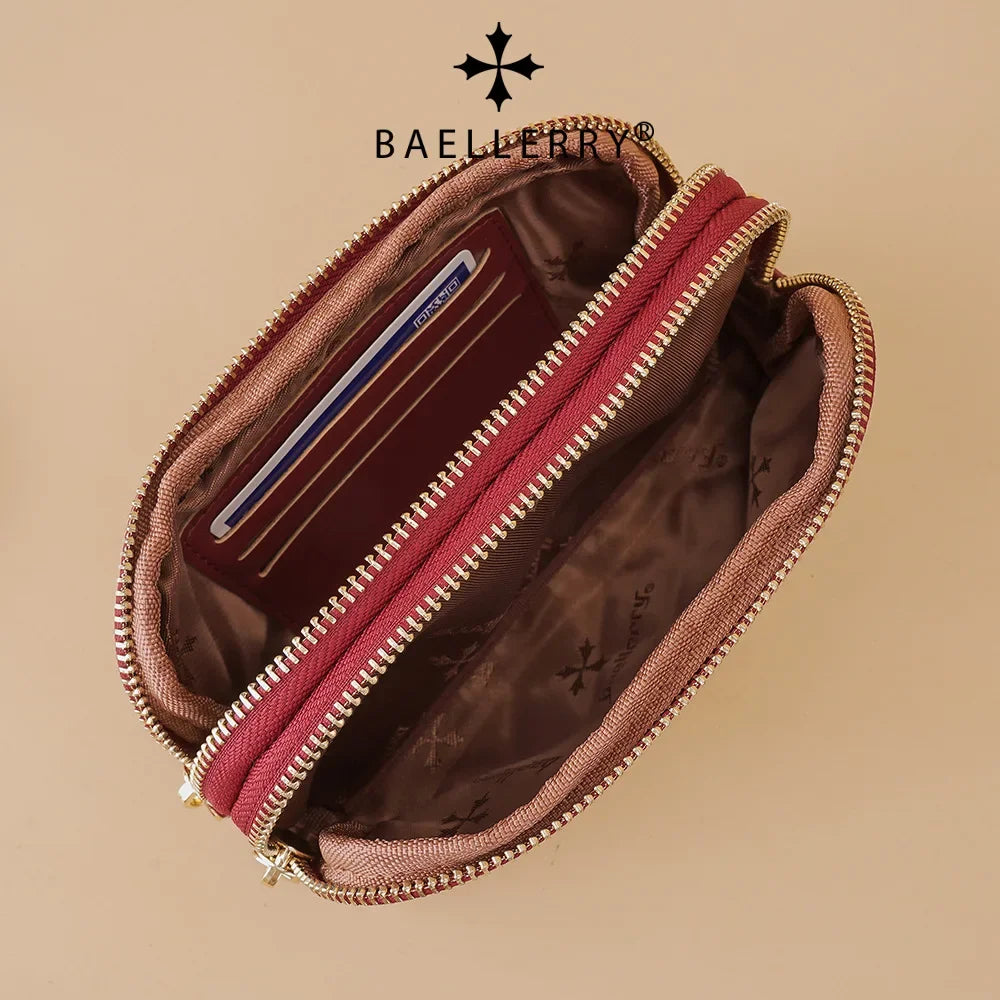 Baellerry new women's long clutch rhombus double zipper all-matching wallet large-capacity coin purse bag