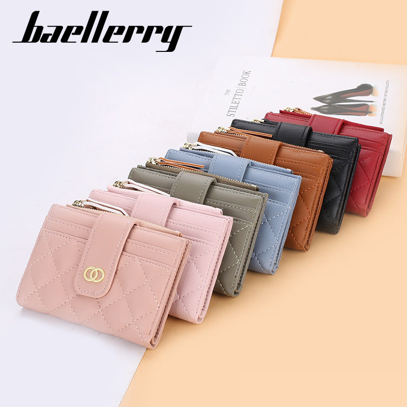 Women's short wallet baellerry zipper small wallet Korean new driving license holder vertical coin purse women