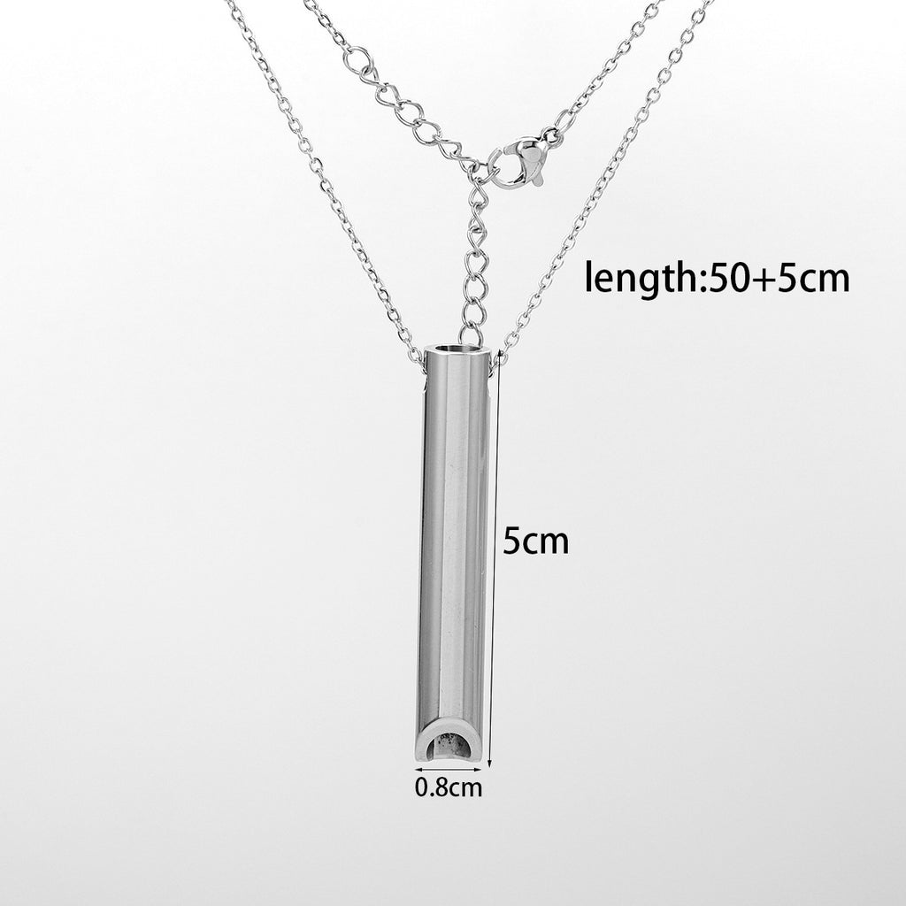 Stainless Steel Meditation Whistle Necklace Titanium Pendant
