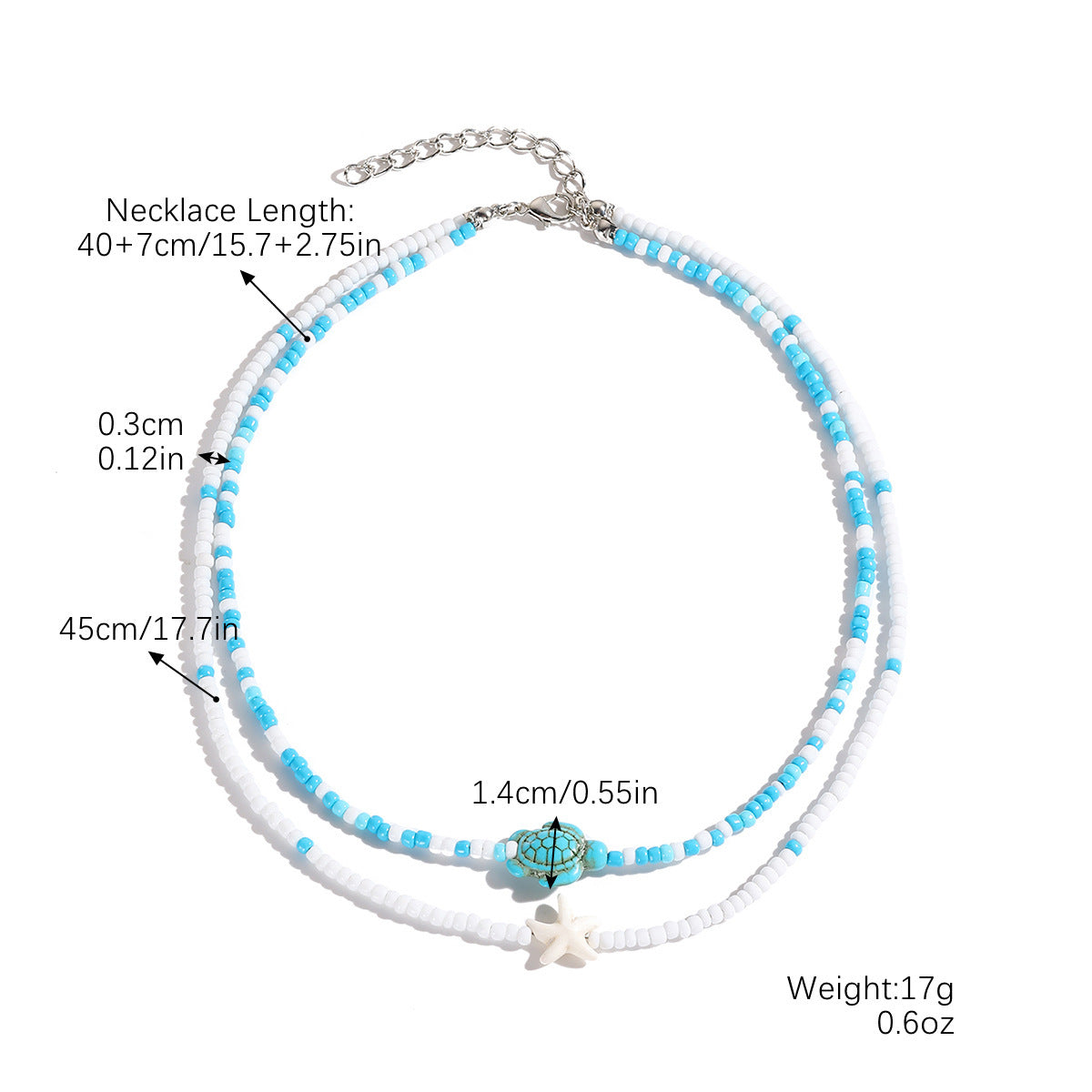 Europe and America cross border starfish pendant necklace versatile color bead shell pendant Bohemian necklace female accessories