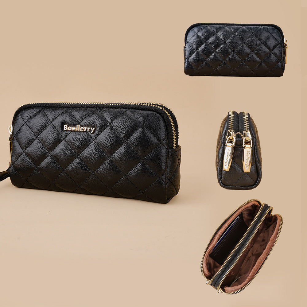 Baellerry new women's long clutch rhombus double zipper all-matching wallet large-capacity coin purse bag