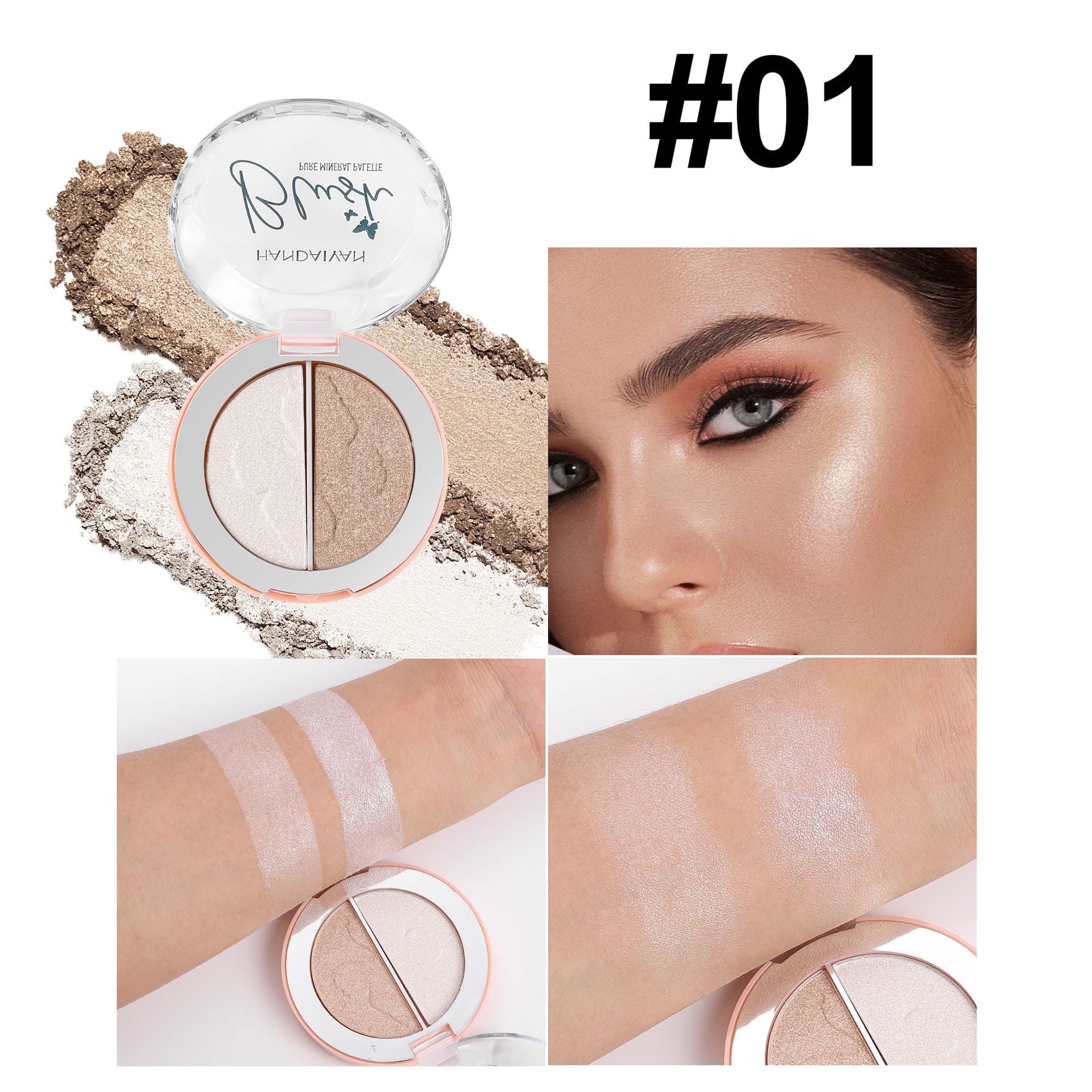 handaiyan cross-border two-color blusher plate highlight brightening repair multi-purpose plate shimmer matte blusher blush