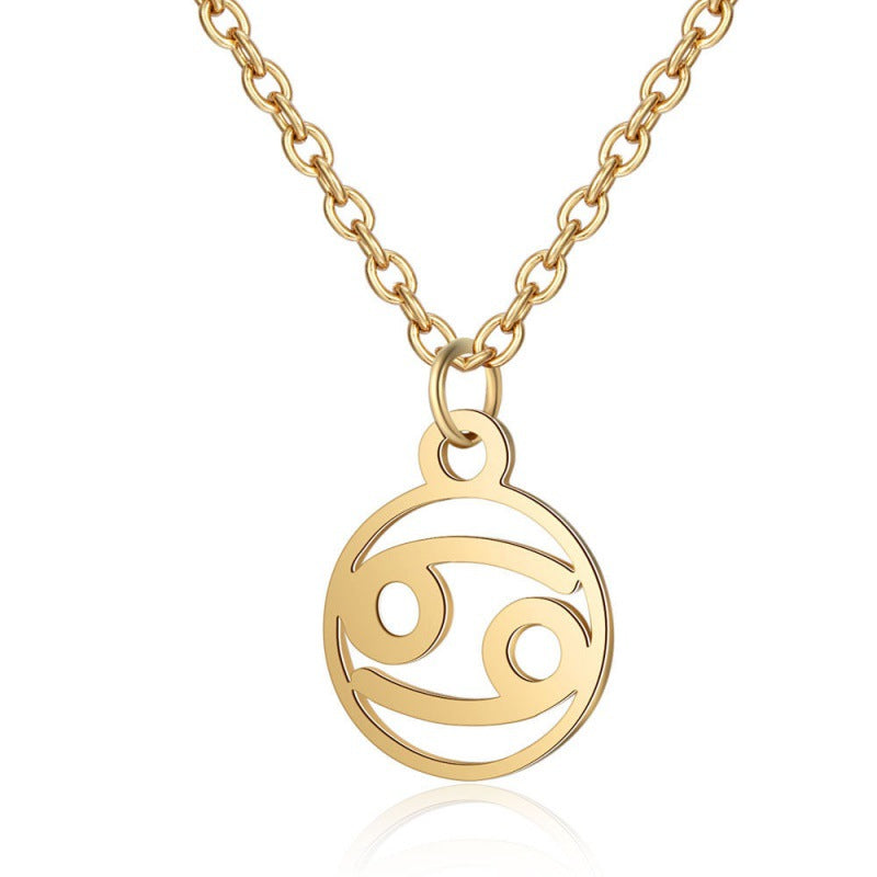 Stainless Steel Thin Chain Zodiac Pendant Necklace
