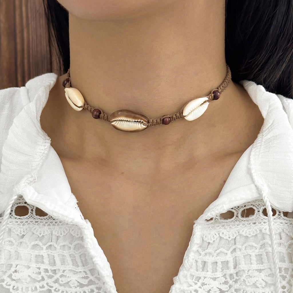 European and American Beach Style Shell Bead Pendant Single Layer Necklace