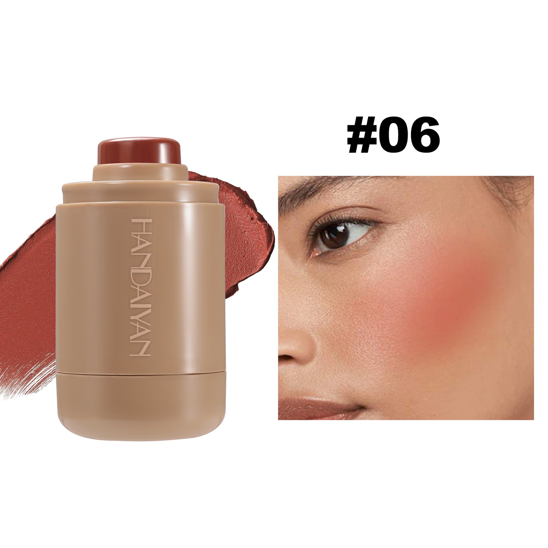 Exclusive for cross-border blush stick natural 6-color matte handaiyan portable lip and cheek dual-use Blush Blush Stick