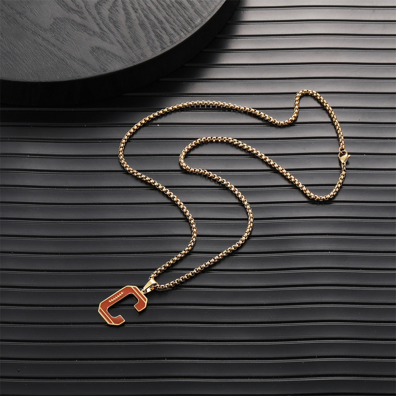 Cross-border hot selling rugby initial letter A- Z pendant necklace stainless steel letter pendant necklace party gift