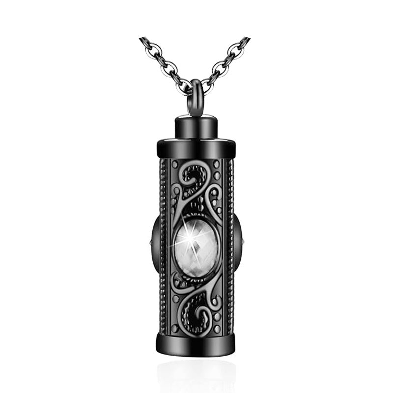 Stainless steel twelve-color urn necklace pendant human ashes memorial pendant fashion cylindrical design necklace