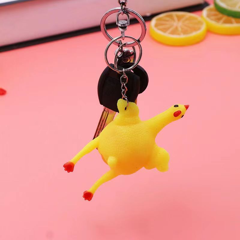 Creative toys spoof laying hens pinch squeeze laying hens vent chicken keychain vent decompression trick factory wholesale