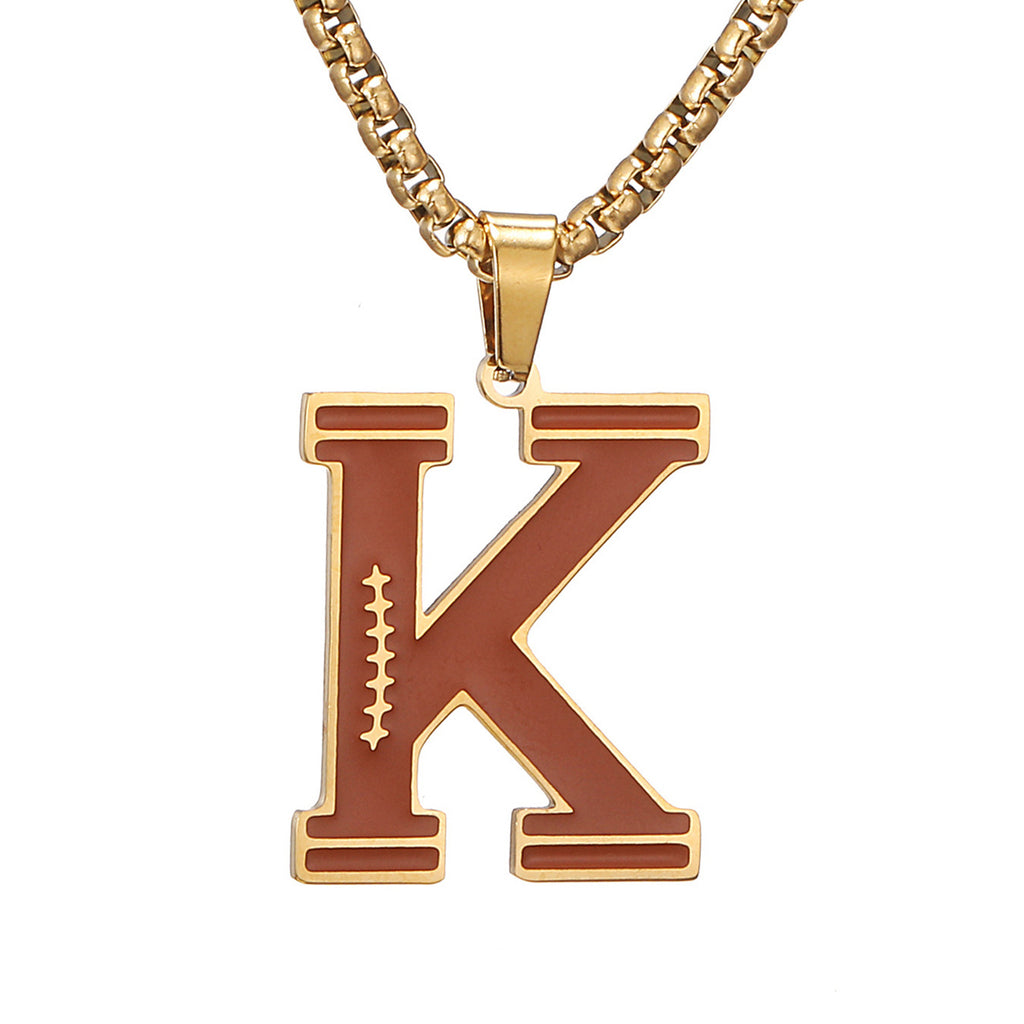 Cross-border hot selling rugby initial letter A- Z pendant necklace stainless steel letter pendant necklace party gift