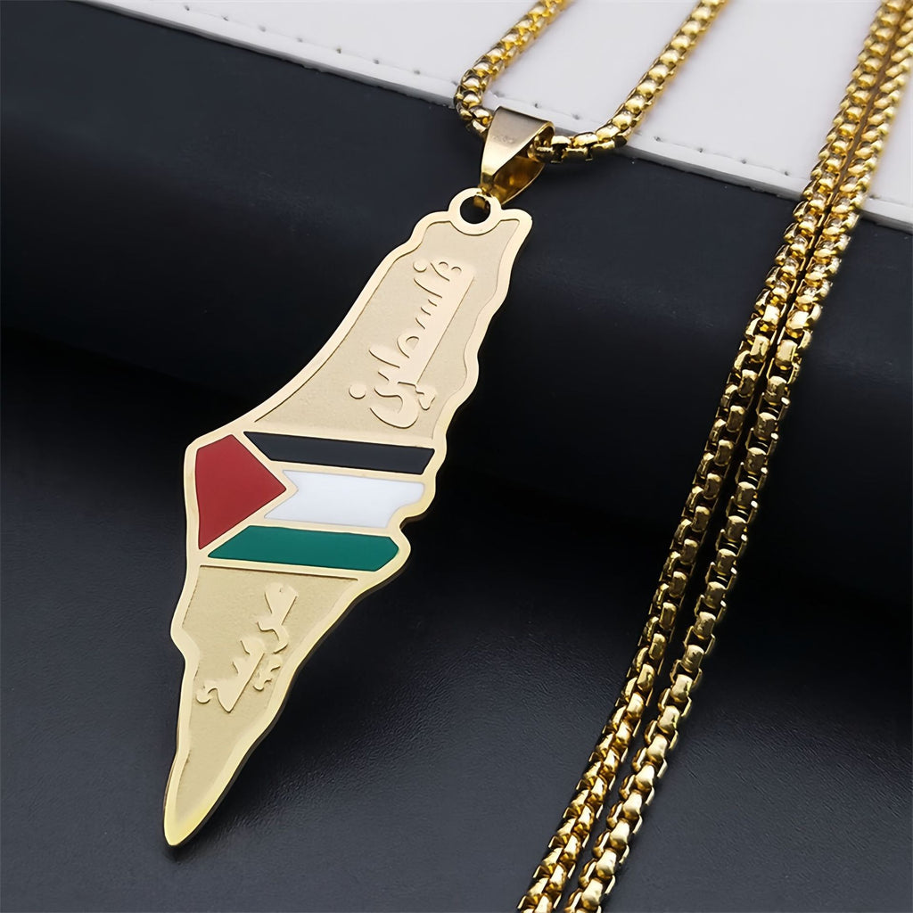 Amazon Oil Drop Retro Palestine Map Pendant Necklace