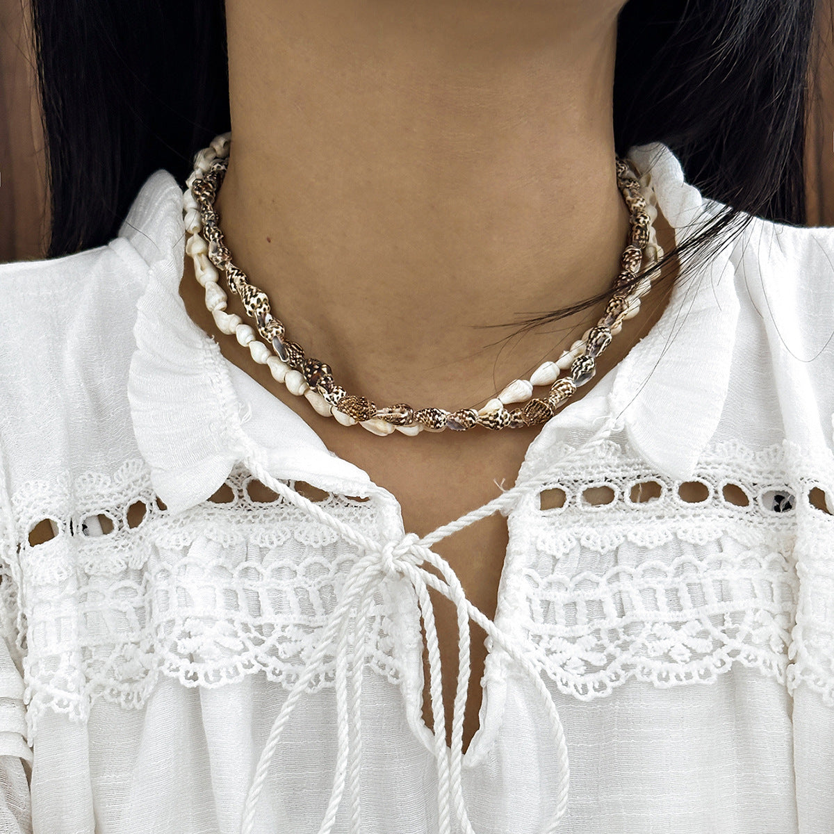 European and American Beach Style Shell Bead Pendant Single Layer Necklace