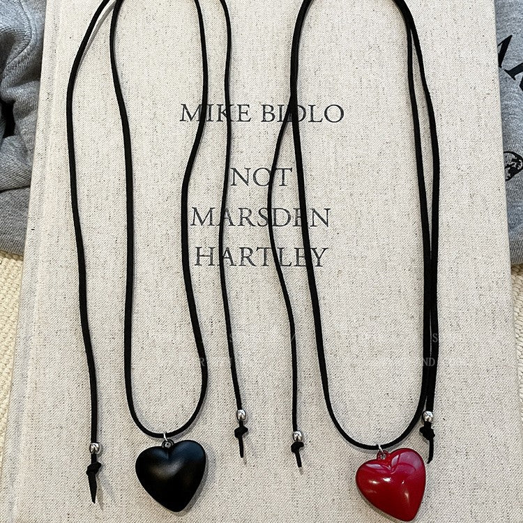 Ankela Red Resin Heart Pendant Necklace