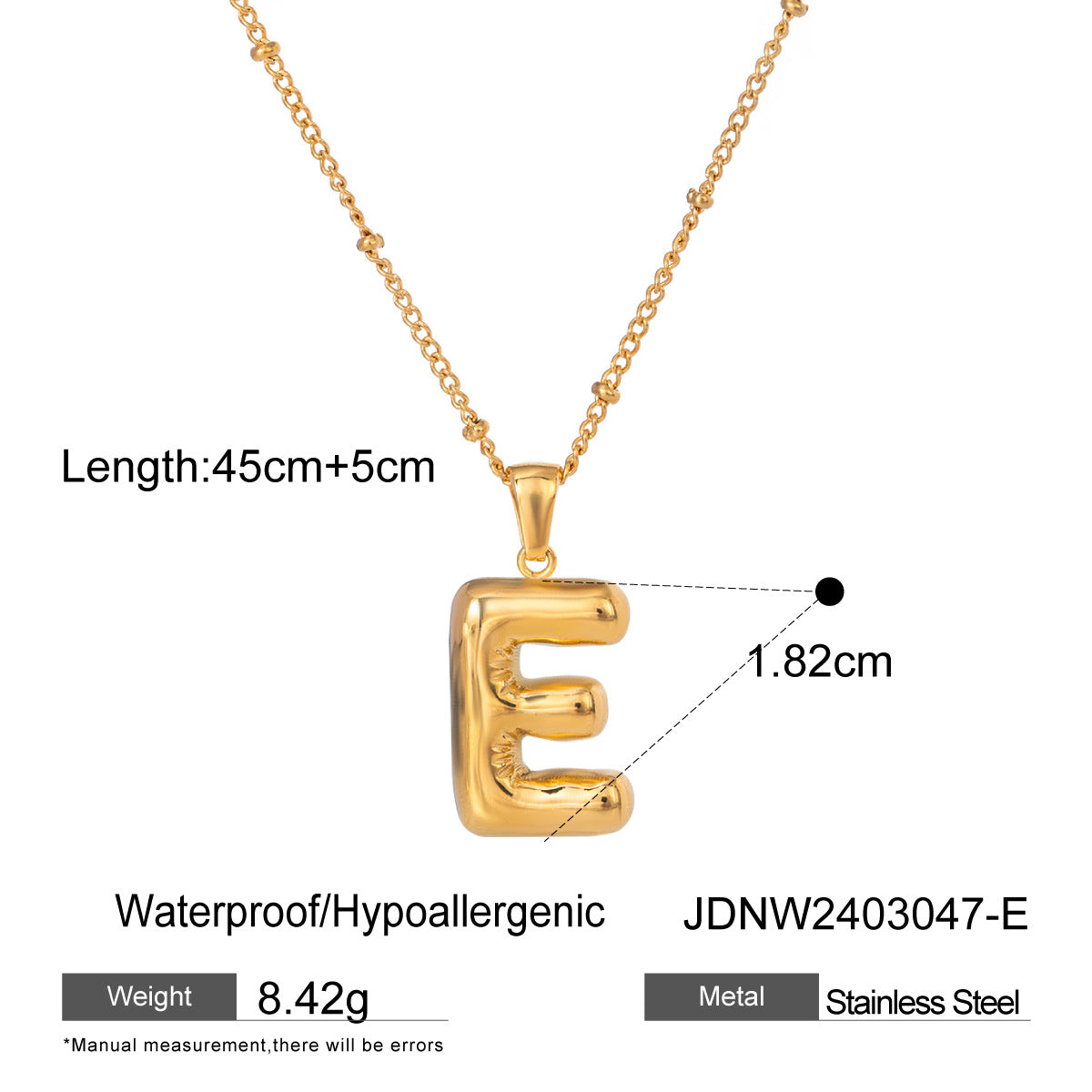 Wanxing Stainless Steel Letter Pendant Necklace