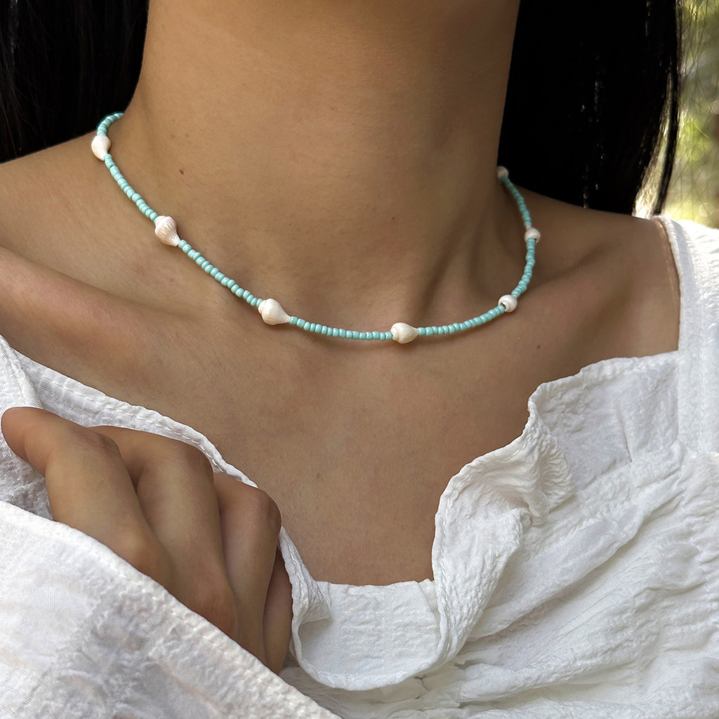 European and American Beach Style Shell Bead Pendant Single Layer Necklace