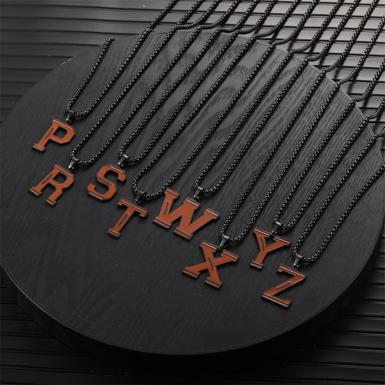Cross-border hot selling rugby initial letter A- Z pendant necklace stainless steel letter pendant necklace party gift