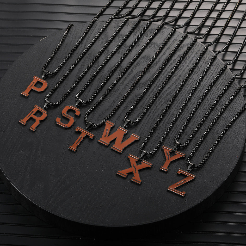 Cross-border hot selling rugby initial letter A- Z pendant necklace stainless steel letter pendant necklace party gift