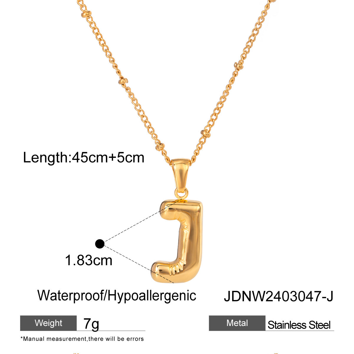 Wanxing Stainless Steel Letter Pendant Necklace