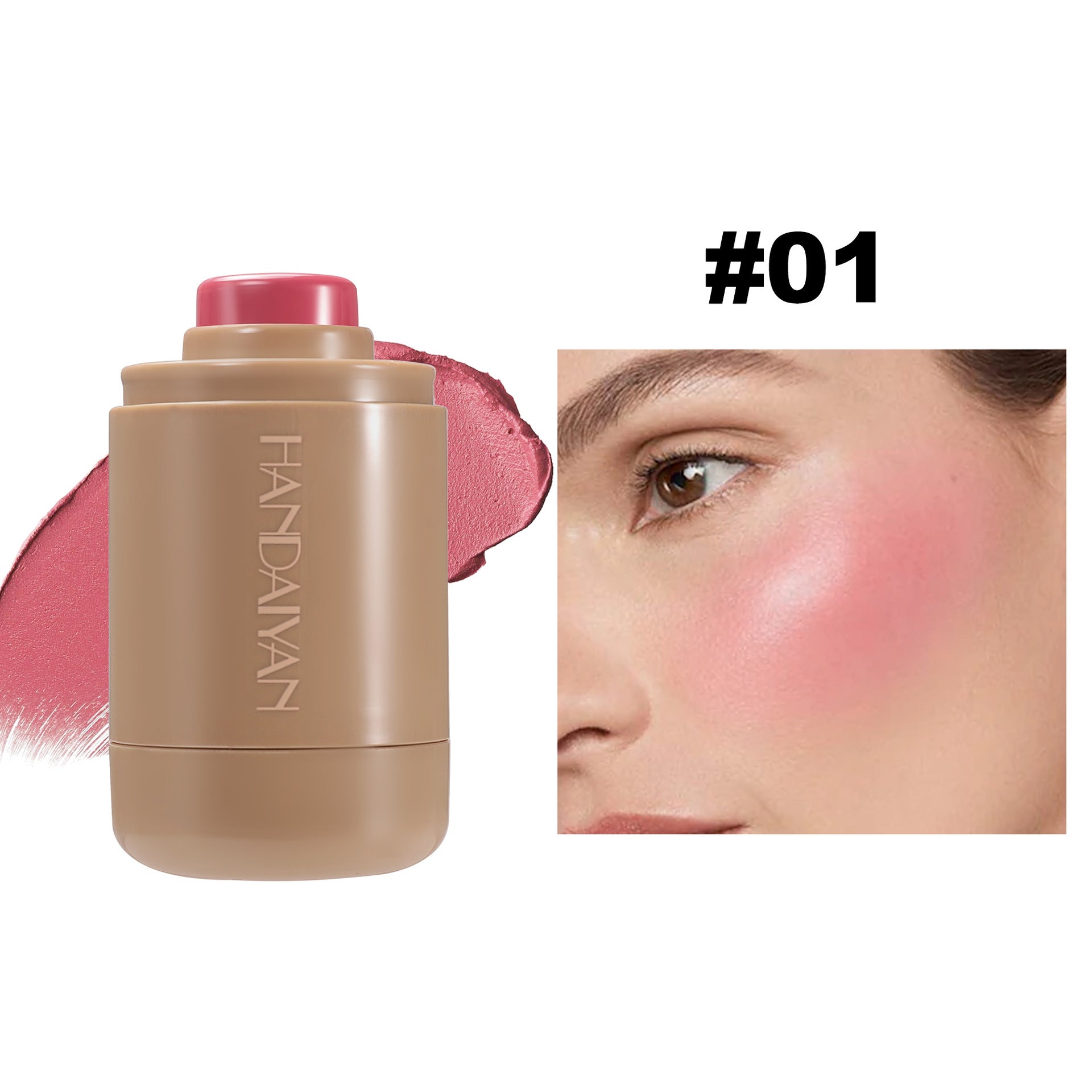Exclusive for cross-border blush stick natural 6-color matte handaiyan portable lip and cheek dual-use Blush Blush Stick